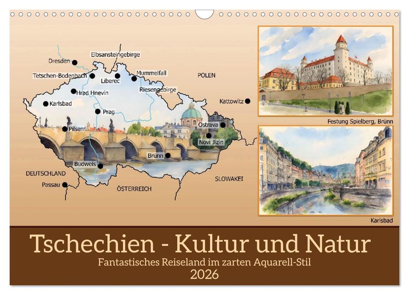 Tschechien - Kultur und Natur (Wandkalender 2026 DIN A3 quer) CALVENDO Monatskalender