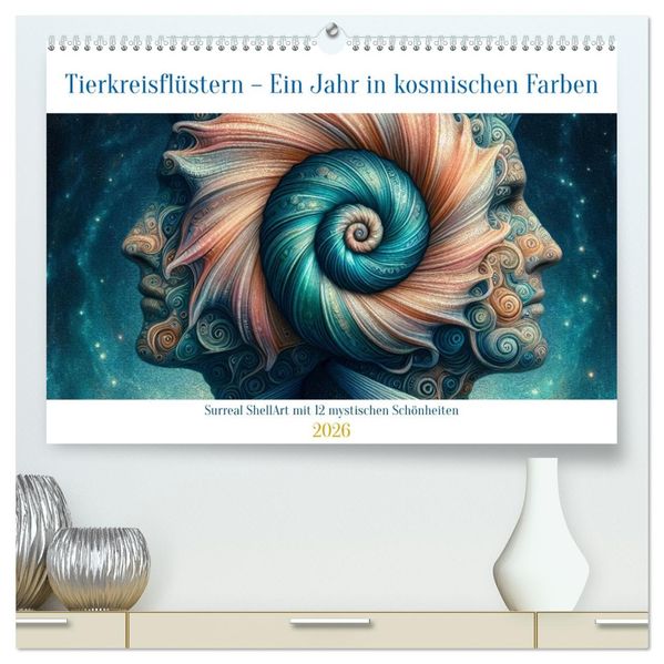 Tierkreisflüstern - Ein Jahr in kosmischen Farben (hochwertiger Premium Wandkalender 2026 DIN A2 quer) Kunstdruck in Hochglanz