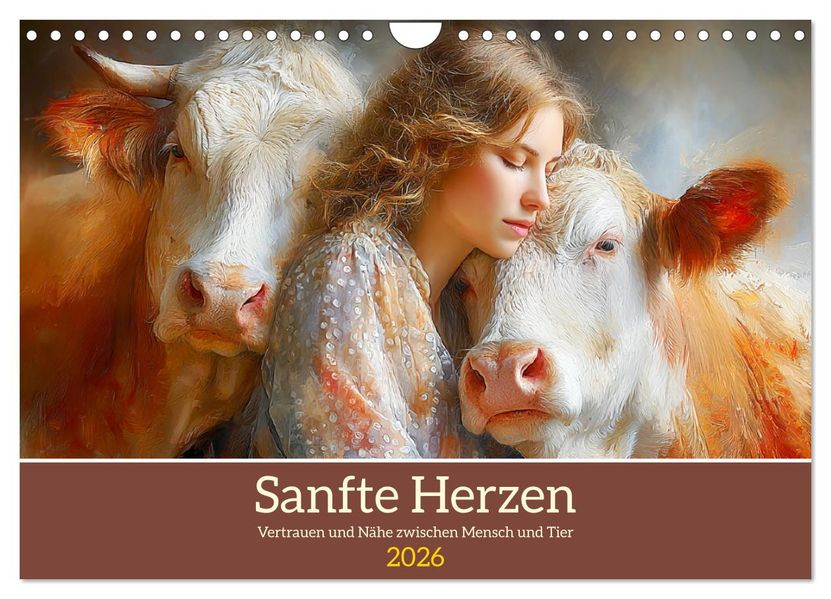Sanfte Herzen. Vertrauen und Nähe zwischen Mensch und Tier (Wandkalender 2026 DIN A4 quer) CALVENDO Monatskalender