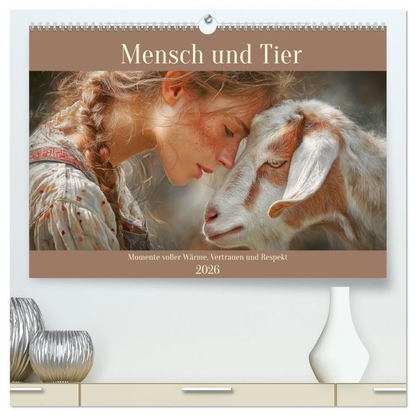 Mensch und Tier. Momente voller Wärme Vertrauen und Respekt (hochwertiger Premium Wandkalender 2026 DIN A2 quer) Kunstdruck in Hochglanz
