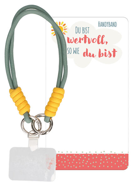 Handykette 365 cm - stilvolles salbeigrün-gelbes Handyband