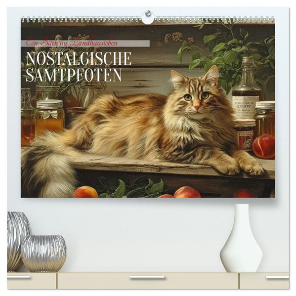 Nostalgische Samtpfoten (hochwertiger Premium Wandkalender 2026 DIN A2 quer) Kunstdruck in Hochglanz