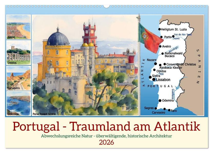 Portugal - Traumland am Atlantik (Wandkalender 2026 DIN A2 quer) CALVENDO Monatskalender