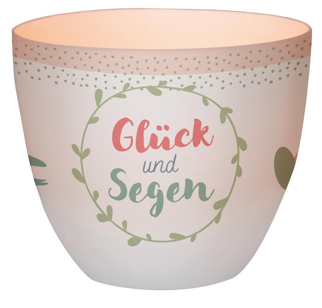 LichterZeit 'Glück und Segen' Windlicht aus Porzellan