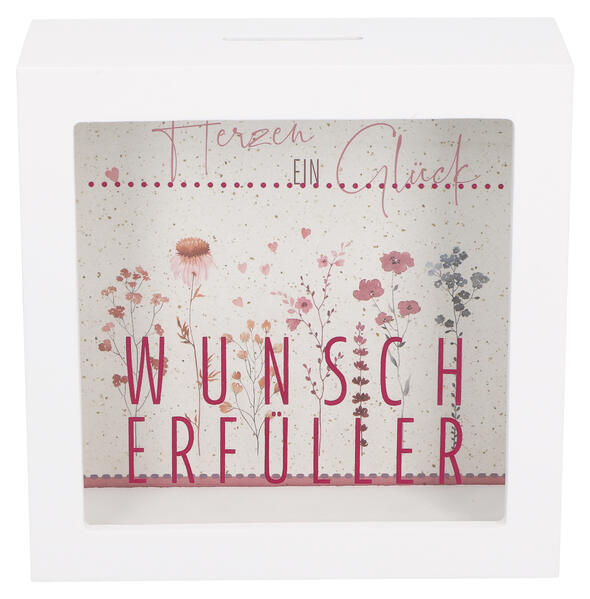 Romantischer Wunscherfüller als Bilderrahmen-Spardose zur Hochzeit 14×14×55 cm