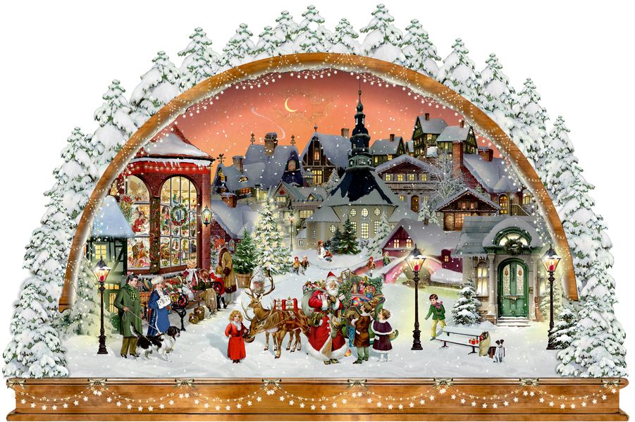 A3-Wand-Adventskalender - Nostalgischer Lichterbogen