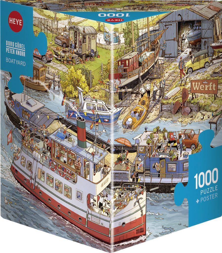 HEYE Puzzle 1000 Teile für Erwachsene 'Boatyard' von Doro Göbel & Peter Knorr: Hochwertiges Puzzle für Erwachsene mit Cartoon-Motiv 70 x 50 cm