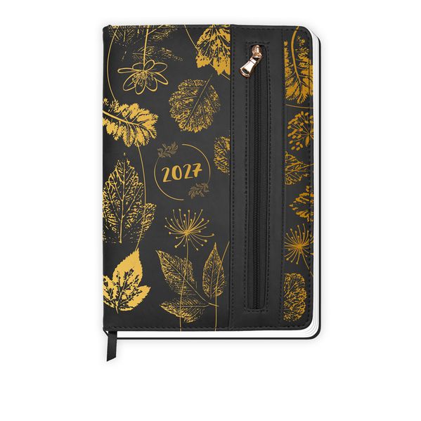 TRÖTSCH - Wochenplaner A5 mit Tasche Flowers black 2027