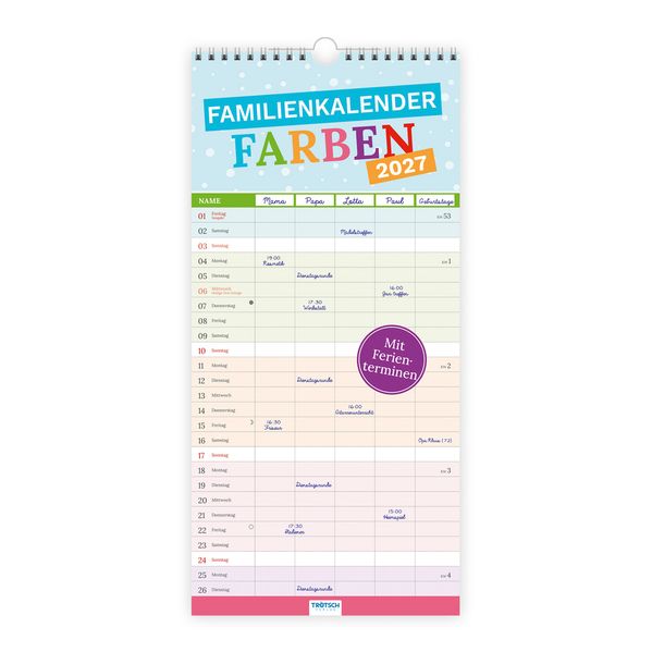 TRÖTSCH - Familienkalender Farben 2027