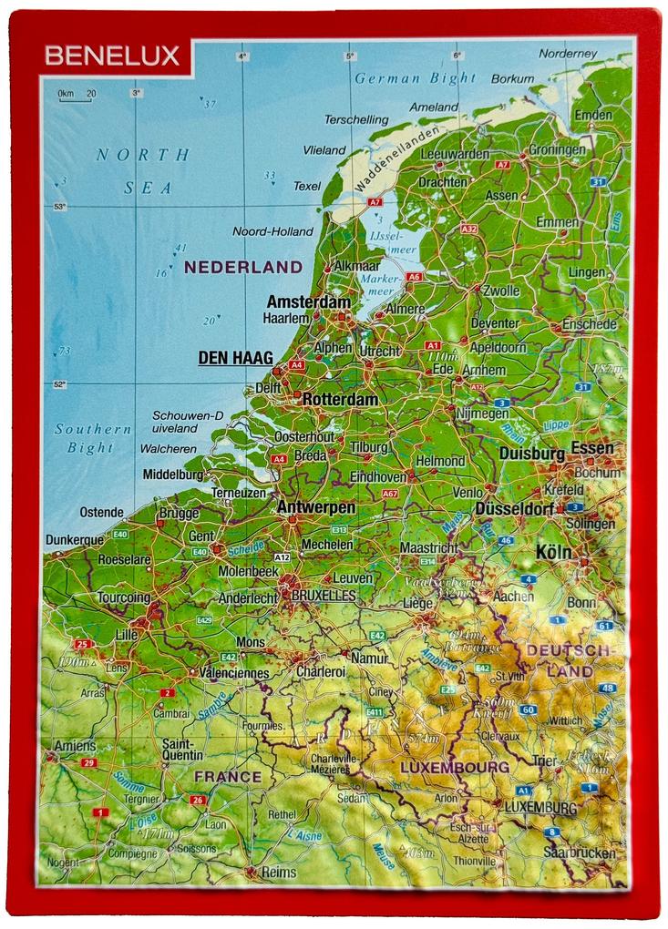 Reliefpostkarte Benelux