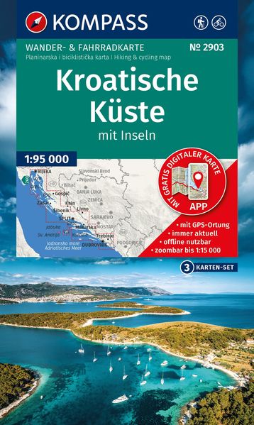 KOMPASS Wanderkarten-Set 2903 Kroatische Küste mit Inseln (3 Karten) 1:95.000