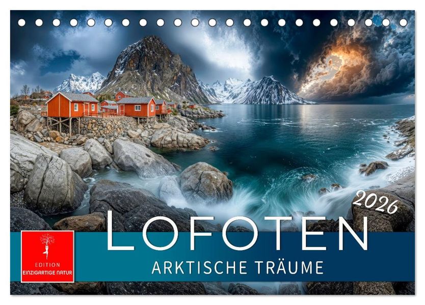 Lofoten - Arktische Träume (Tischkalender 2026 DIN A5 quer) CALVENDO Monatskalender