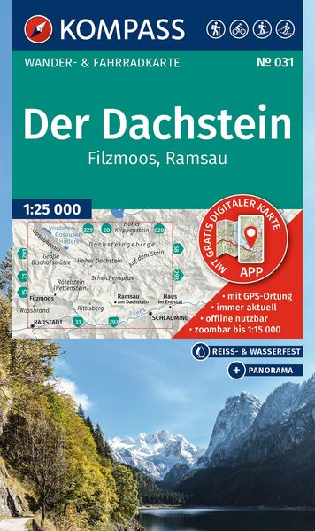 KOMPASS Wanderkarte 031 Der Dachstein Ramsau Filzmoos 1:25.000
