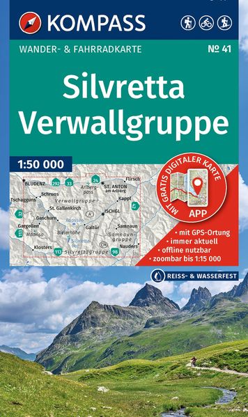 KOMPASS Wanderkarte 41 Silvretta Verwallgruppe 1:50.000