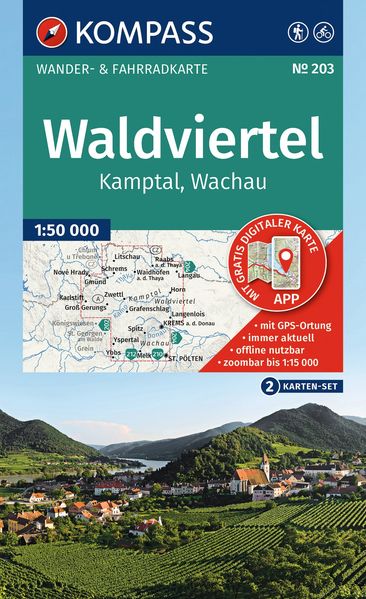 KOMPASS Wanderkarten-Set 203 Waldviertel Kamptal Wachau (2 Karten) 1:50.000