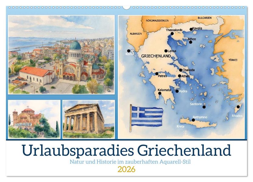 Urlaubsparadies Griechenland (Wandkalender 2026 DIN A2 quer) CALVENDO Monatskalender