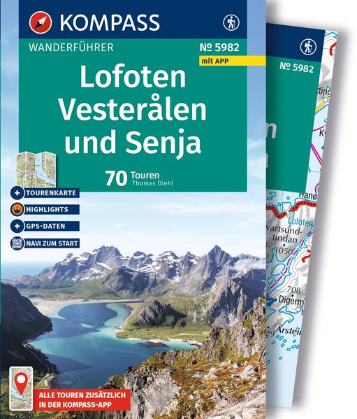 KOMPASS Wanderführer Lofoten Vesterålen und Senja 70 Touren mit Extra-Tourenkarte