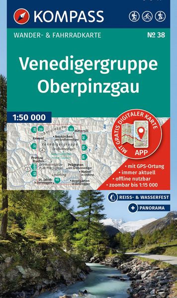 KOMPASS Wanderkarte 38 Venedigergruppe Oberpinzgau 1:50.000
