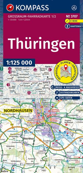 KOMPASS Großraum Fahrradkarte 3707 Thüringen 1:125.000