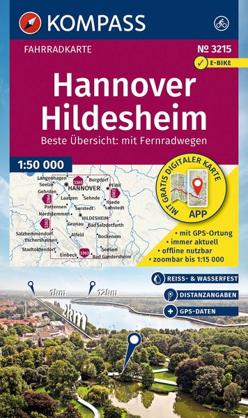 KOMPASS Fahrradkarte 3215 Hannover Hildesheim 1:50.000