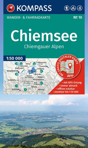 KOMPASS Wanderkarte 10 Chiemsee Chiemgauer Alpen 1:50.000
