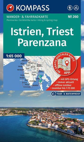 KOMPASS Wanderkarte 260 Istrien Triest Parenzana 1:65.000