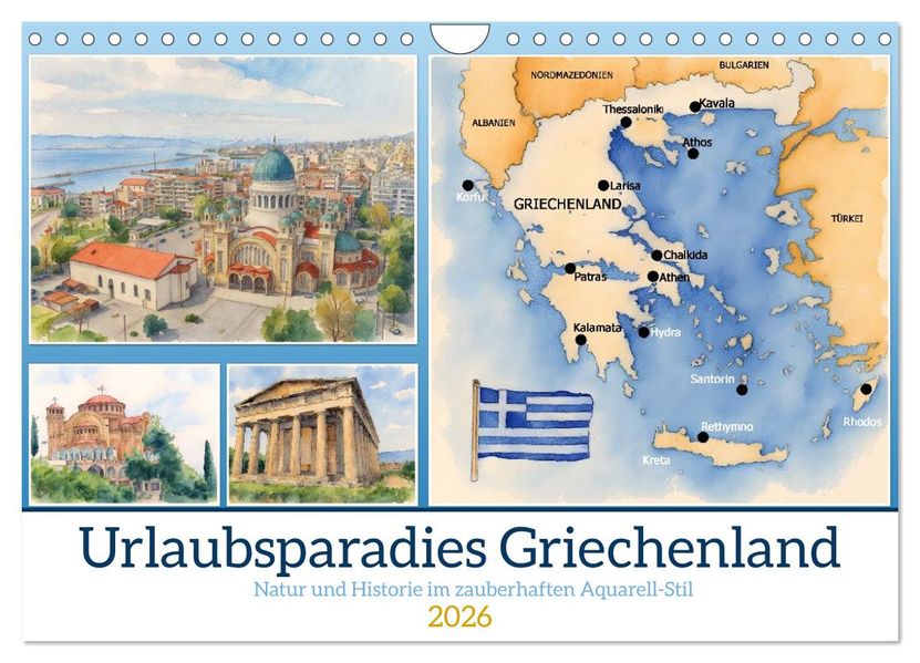 Urlaubsparadies Griechenland (Wandkalender 2026 DIN A4 quer) CALVENDO Monatskalender