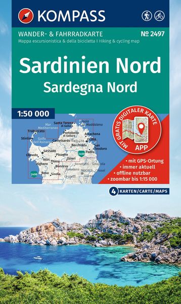 KOMPASS Wanderkarten-Set 2497 Sardinien Nord / Sardegna Nord (4 Karten) 1:50.000