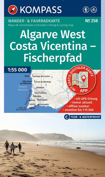 KOMPASS Wanderkarte 258 Algarve West Costa Vicentina - Fischerpfad 1:55.000