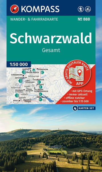 KOMPASS Wanderkarten-Set 888 Schwarzwald Gesamt (4 Karten) 1:50.000