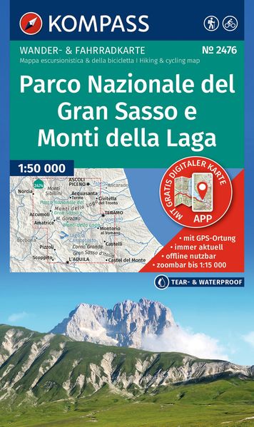 KOMPASS Wanderkarte 2476 Parco Nazionale del Gran Sasso e Monti della Laga 1:50.000