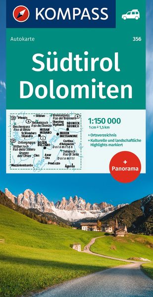 KOMPASS Autokarte Südtirol Dolomiten South Tyrol Dolomites 1:150.000