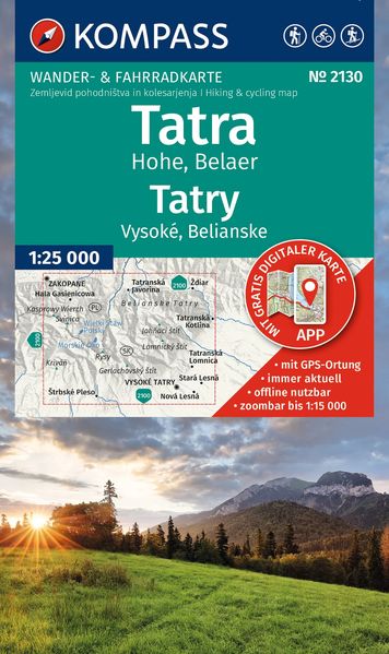 KOMPASS Wanderkarte 2130 Tatra Hohe Belaer / Tatry Vysoké Belianske 1:25.000