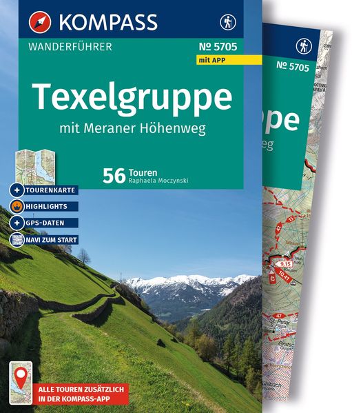 KOMPASS Wanderführer Texelgruppe mit Meraner Höhenweg 56 Touren mit Extra-Tourenkarte