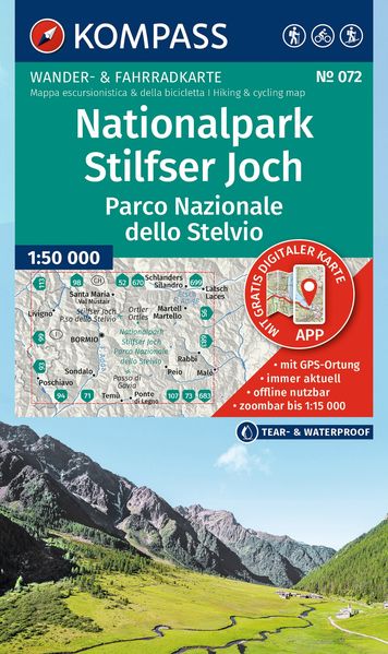 KOMPASS Wanderkarte 072 Nationalpark Stilfser Joch / Parco Nazionale dello Stelvio 1:50.000