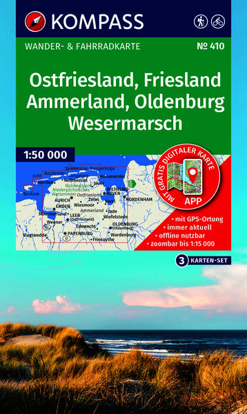KOMPASS Wanderkarten-Set 410 Ostfriesland Friesland Ammerland Oldenburg Wesermarsch (3 Karten) 1:50.000