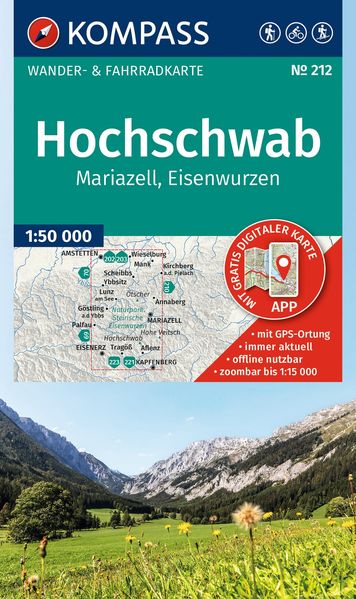 KOMPASS Wanderkarte 212 Hochschwab Mariazell Eisenwurzen 1:50.000