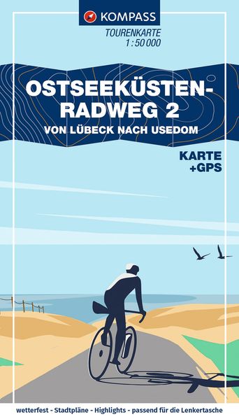 KOMPASS Fahrrad-Tourenkarte Ostseeküstenradweg 2 - von Lübeck nach Usedom 1:50.000