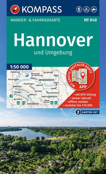 KOMPASS Wanderkarten-Set 848 Hannover und Umgebung (2 Karten) 1:50.000