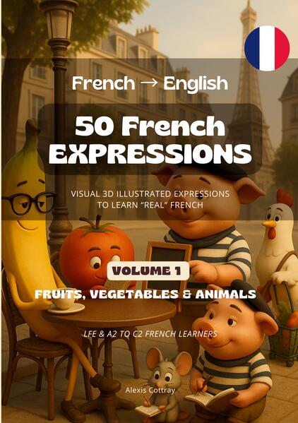 50 French Expressions (French to English) - Volume 1 (Fruits Vegetables & Animals)