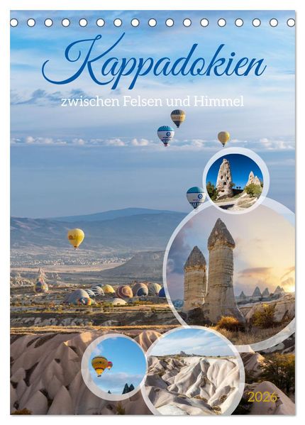 Kappadokien zwischen Felsen und Himmel (Tischkalender 2026 DIN A5 hoch) CALVENDO Monatskalender