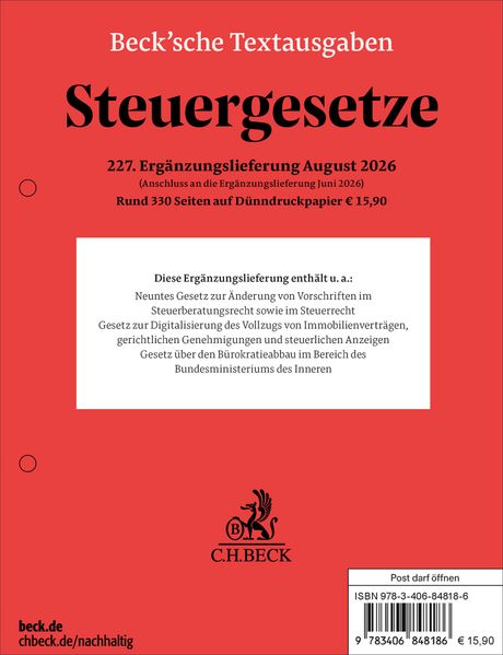 Steuergesetze 227. Ergänzungslieferung