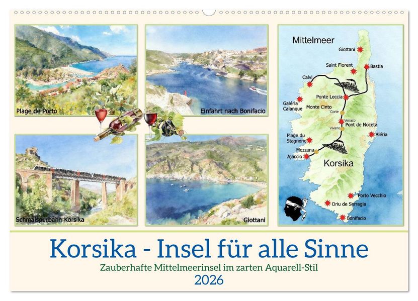 Korsika - Insel für alle Sinne (Wandkalender 2026 DIN A2 quer) CALVENDO Monatskalender