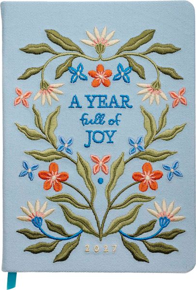 Taschenkalender A5 2027: A Year full of Joy bestickt hellblau