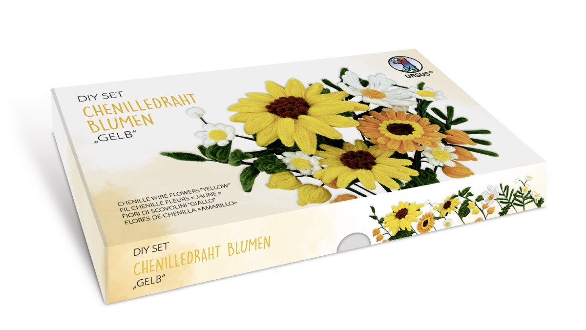 URSUS Erwachsenen-Bastelsets DIY-Set Chenilledraht Blumen 'Gelb'