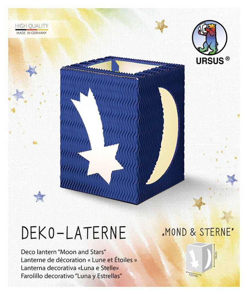 URSUS Laternenzeit Deko-Laterne 'Mond & Sterne' mittelblau
