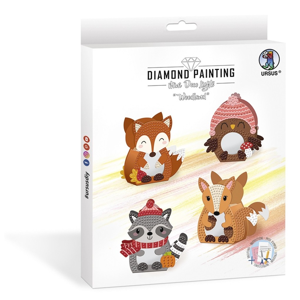 URSUS Kinder-Bastelsets Diamond Painting Mini Deco Lights 'Woodland'