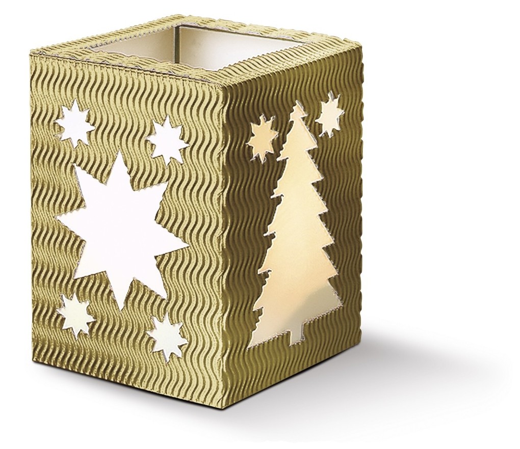 URSUS Laternenzeit Deko-Laternen 'Weihnachten' sonnengelb rubinrot mittelblau dunkelgrün gold und silber 12er Set