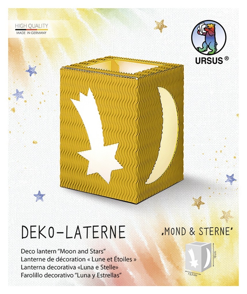 URSUS Laternenzeit Deko-Laterne 'Mond & Sterne' sonnengelb