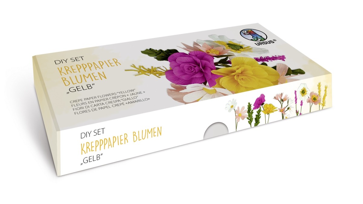 URSUS Erwachsenen-Bastelsets DIY-Set Krepppapier Blumen 'Gelb'